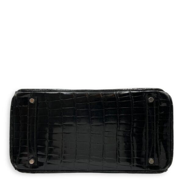 Birkin 35 Black in Shiny Porosus, Palladium hardware - Image 5