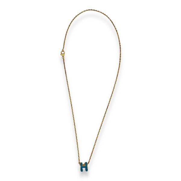 Mini Pop H Pendant New Blue Jean Necklace, Gold hardware - Image 2