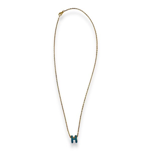 Mini Pop H Pendant New Blue Jean Necklace, Gold hardware