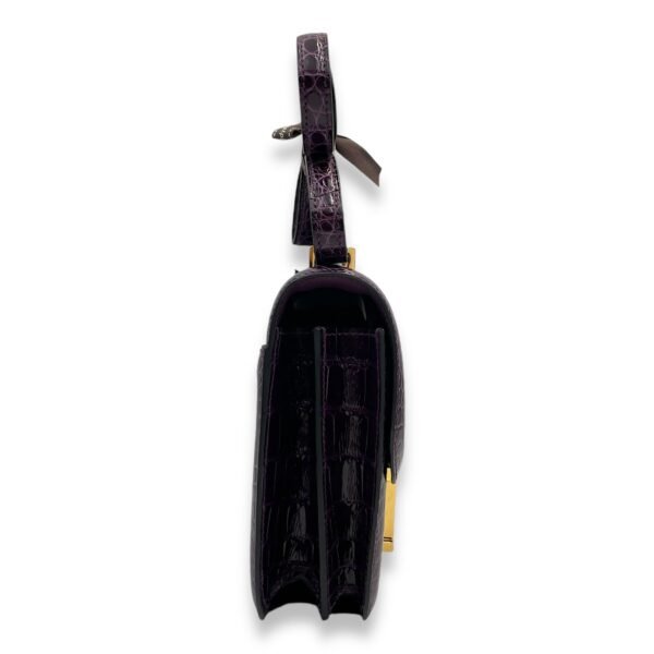 Constance 18 Amethyst in Shiny Alligator, Gold hardware - Image 3
