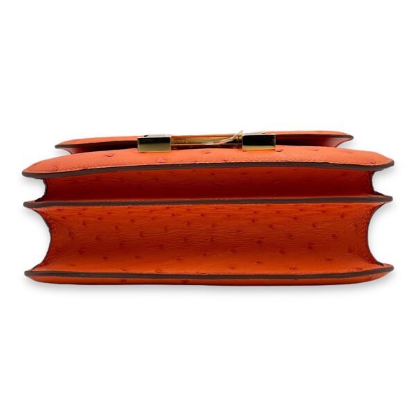 Constance 24 Orange in Ostrich, Gold hardware - Image 5