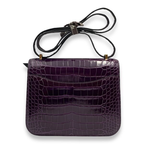 Constance 18 Amethyst in Shiny Alligator, Gold hardware - Image 2