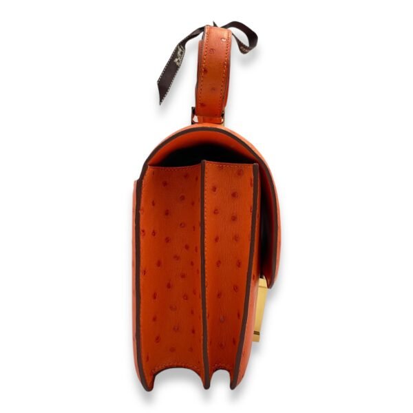 Constance 24 Orange in Ostrich, Gold hardware - Image 3