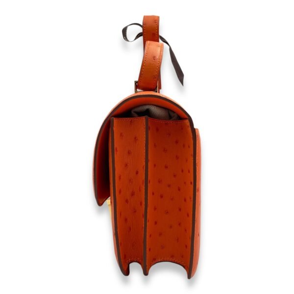 Constance 24 Orange in Ostrich, Gold hardware - Image 4