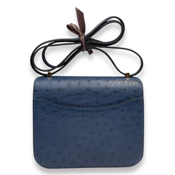 Constance 18 Blue Iris in Ostrich, Gold hardware - Image 2