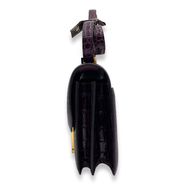 Constance 18 Amethyst in Shiny Alligator, Gold hardware - Image 4