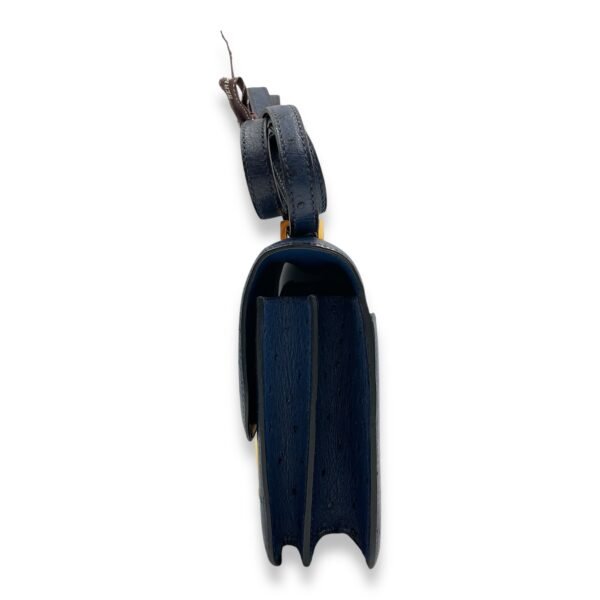 Constance 18 Blue Iris in Ostrich, Gold hardware - Image 4