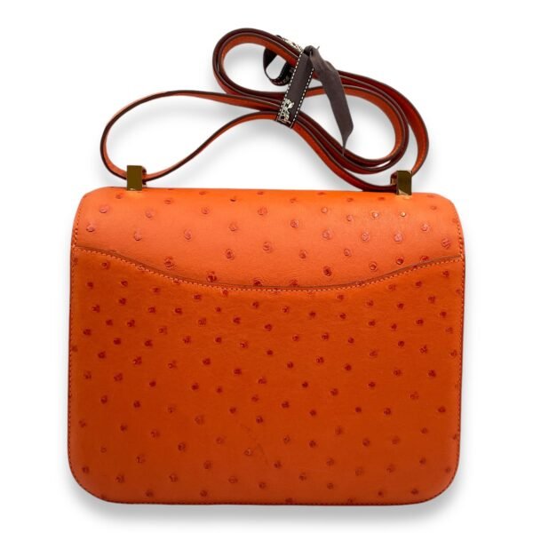 Constance 24 Orange in Ostrich, Gold hardware - Image 2