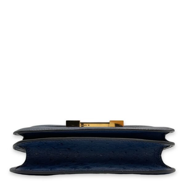 Constance 18 Blue Iris in Ostrich, Gold hardware - Image 5