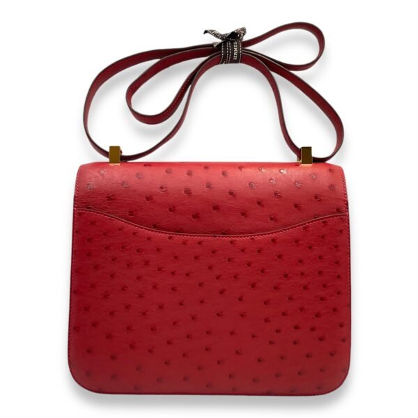 Constance 24 Rouge Vif in Ostrich, Gold hardware - Image 2
