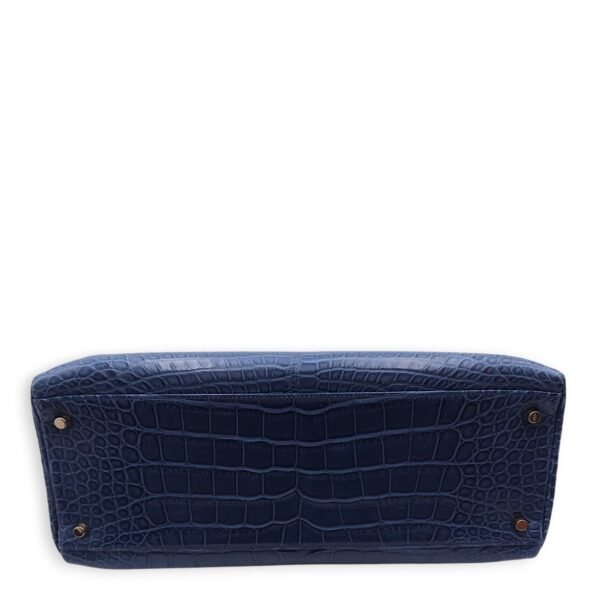 Kelly 35 Blue De Malte in Matte Alligator, Gold hardware - Image 7