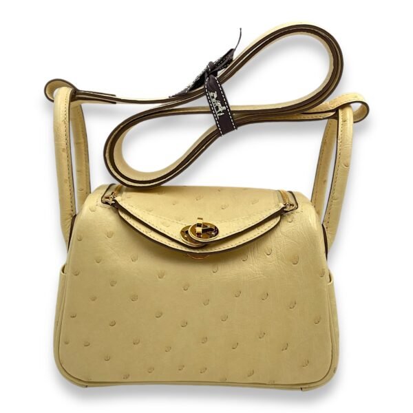 Lindy Mini Vanille in Ostrich, Gold hardware