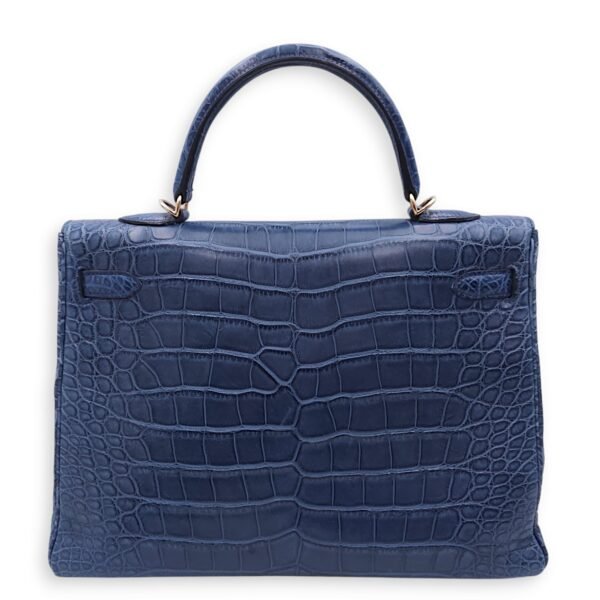 Kelly 35 Blue De Malte in Matte Alligator, Gold hardware - Image 4