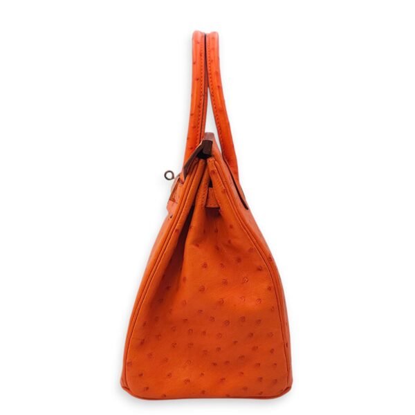 Birkin 30 Orange in Ostrich, Palladium hardware - Image 3