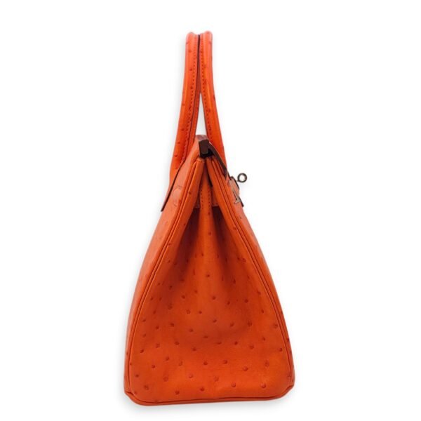 Birkin 30 Orange in Ostrich, Palladium hardware - Image 4