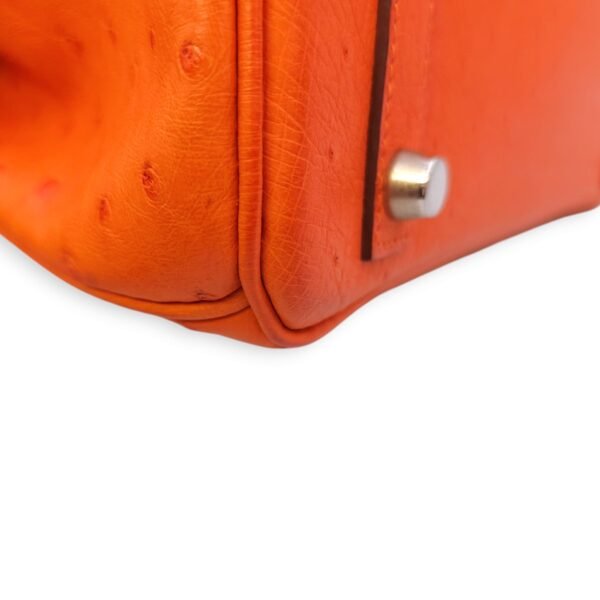 Birkin 30 Orange in Ostrich, Palladium hardware - Image 9