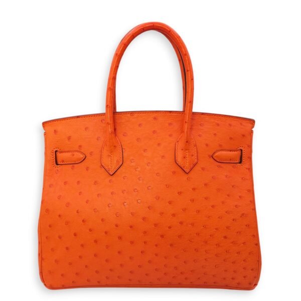 Birkin 30 Orange in Ostrich, Palladium hardware - Image 2
