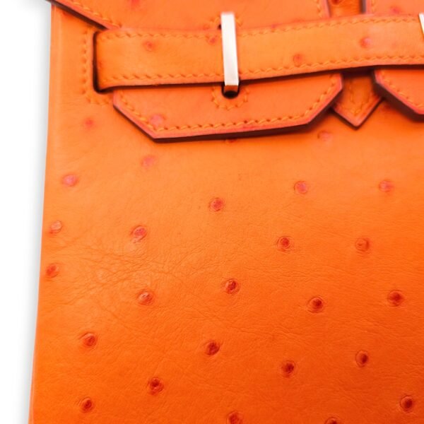 Birkin 30 Orange in Ostrich, Palladium hardware - Image 8