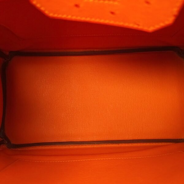 Birkin 30 Orange in Ostrich, Palladium hardware - Image 6