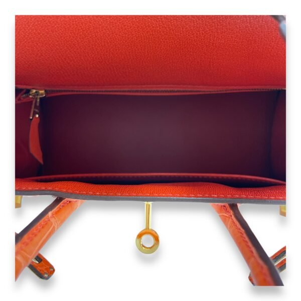 Birkin 25 Orange Poppy in Matte Alligator, Gold hardware - Image 6