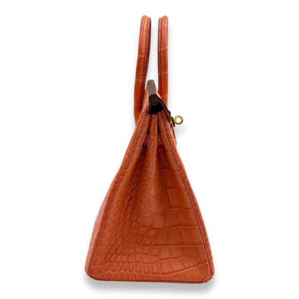 Birkin 25 Orange Poppy in Matte Alligator, Gold hardware - Image 3