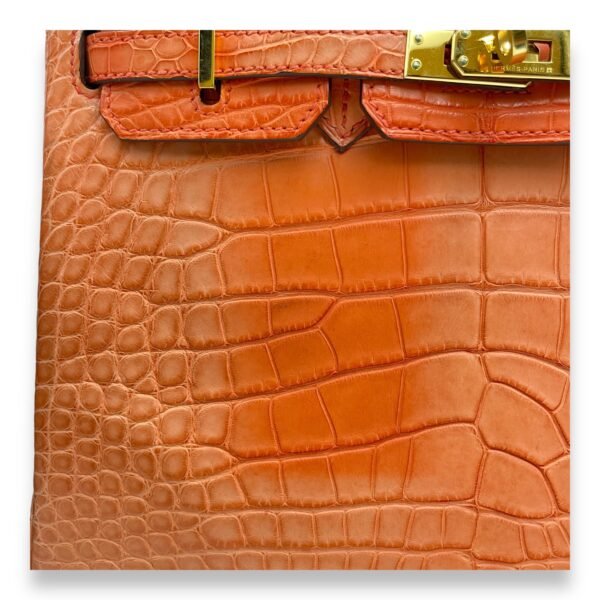 Birkin 25 Orange Poppy in Matte Alligator, Gold hardware - Image 7