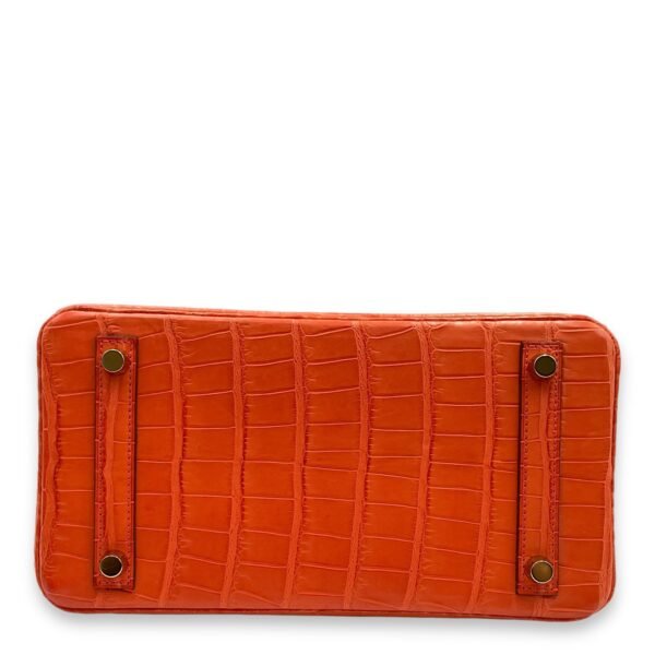 Birkin 25 Orange Poppy in Matte Alligator, Gold hardware - Image 5