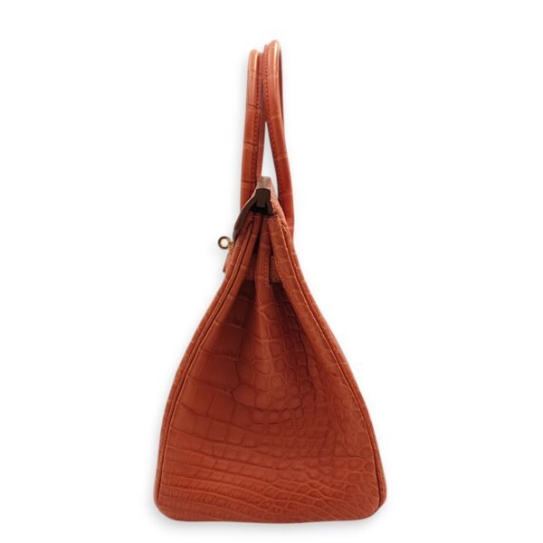 Birkin 30 Orange in Matte Alligator, Palladium hardware - Image 3