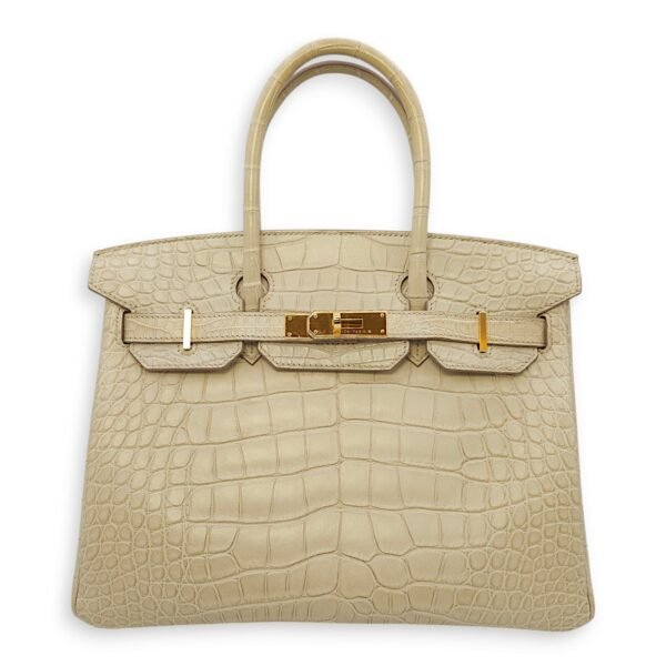 Birkin 30 Beton in Matte Alligator, Gold hardware