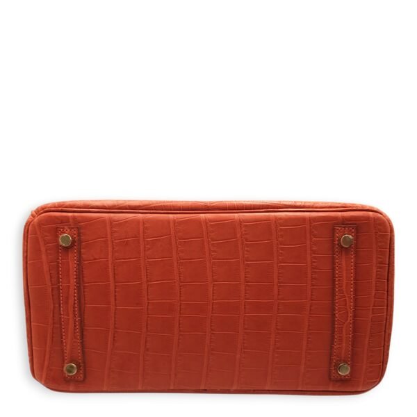 Birkin 30 Orange in Matte Alligator, Palladium hardware - Image 5
