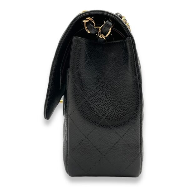 Classic (DF) Jumbo Black Shoulder Bag in Caviar Leather, Gold hardware - Image 4