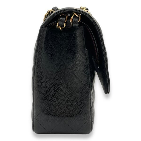 Classic (DF) Jumbo Black Shoulder Bag in Caviar Leather, Gold hardware - Image 3