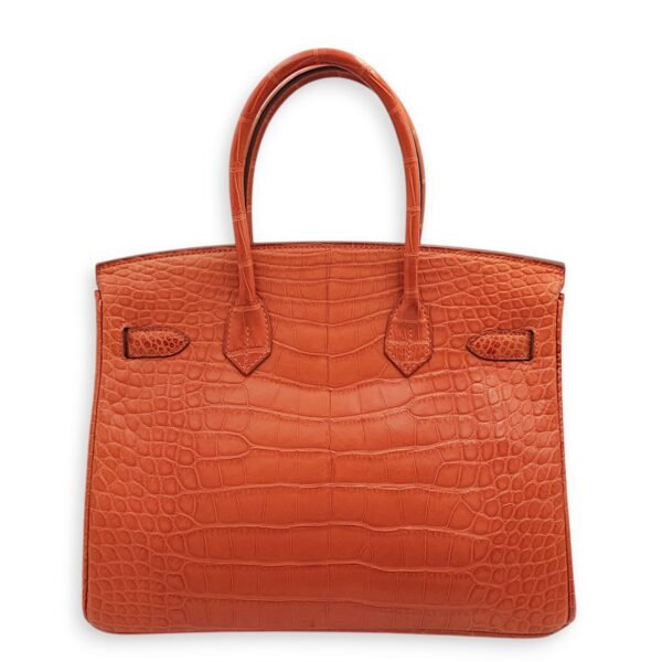 Birkin 30 Orange in Matte Alligator, Palladium hardware - Image 2