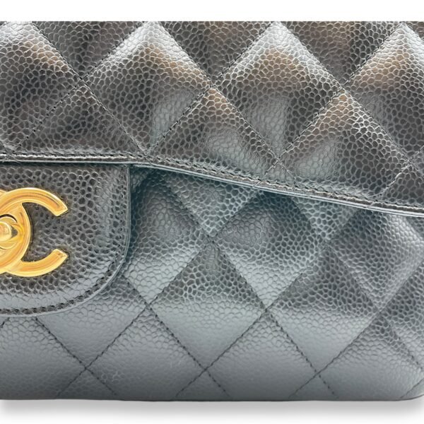 Classic (DF) Jumbo Black Shoulder Bag in Caviar Leather, Gold hardware - Image 8