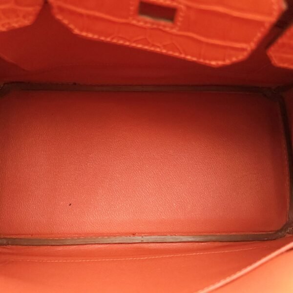 Birkin 30 Orange in Matte Alligator, Palladium hardware - Image 6