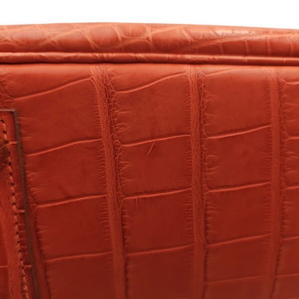 Birkin 30 Orange in Matte Alligator, Palladium hardware - Image 7