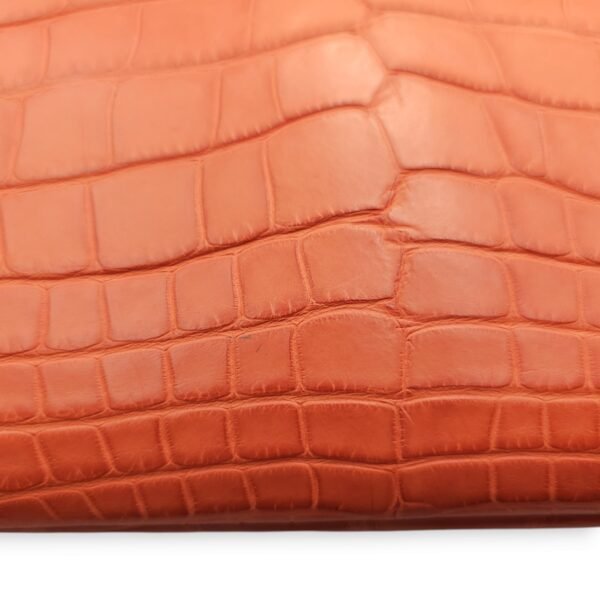Birkin 30 Orange in Matte Alligator, Palladium hardware - Image 8