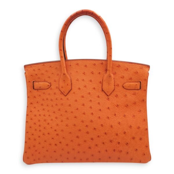 Birkin 30 Orange in Ostrich, Palladium hardware - Image 6
