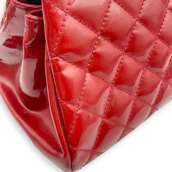 Mademoiselle Bowler Red Shoulder Bag in Patent Leather, Silver hardware - Image 12