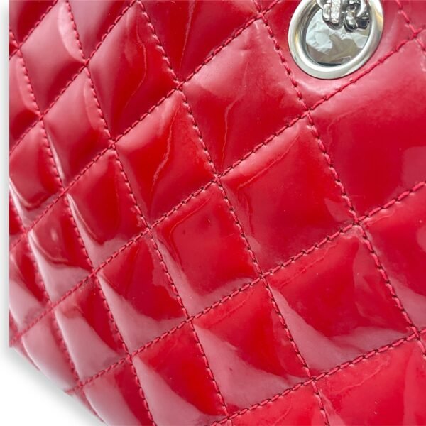 Mademoiselle Bowler Red Shoulder Bag in Patent Leather, Silver hardware - Image 11