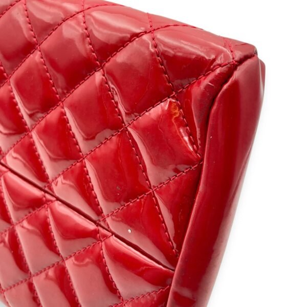 Mademoiselle Bowler Red Shoulder Bag in Patent Leather, Silver hardware - Image 10