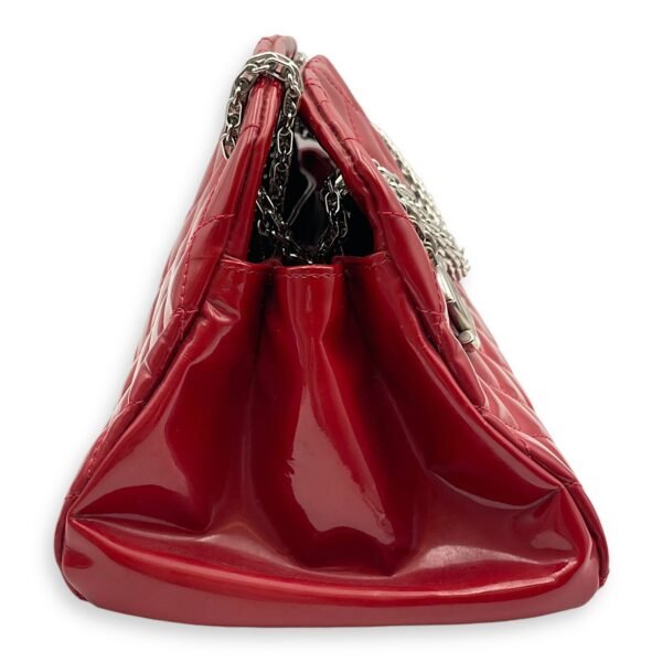 Mademoiselle Bowler Red Shoulder Bag in Patent Leather, Silver hardware - Image 4