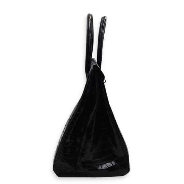 Birkin 35 Black in Shiny Porosus, Palladium hardware - Image 2