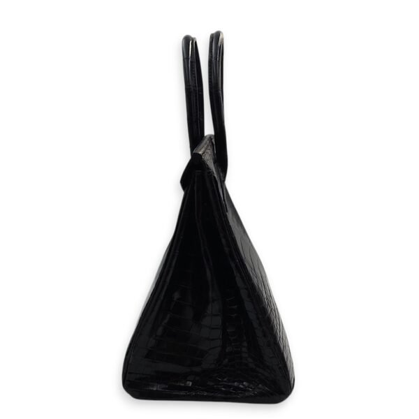Birkin 35 Black in Shiny Porosus, Palladium hardware - Image 3