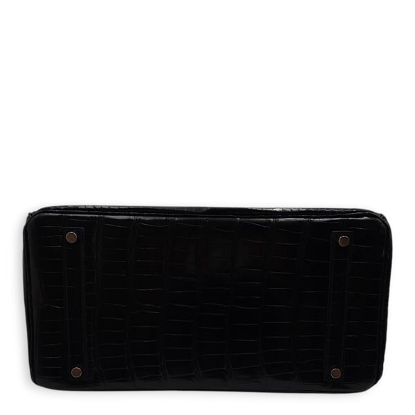 Birkin 35 Black in Shiny Porosus, Palladium hardware - Image 4