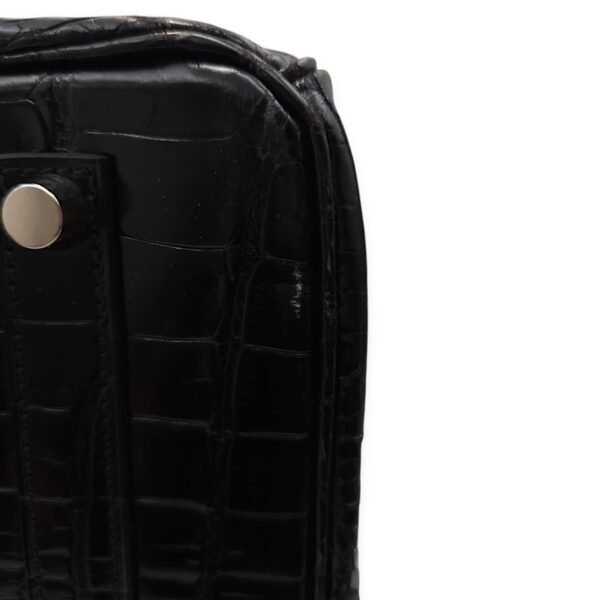 Birkin 35 Black in Shiny Porosus, Palladium hardware - Image 12