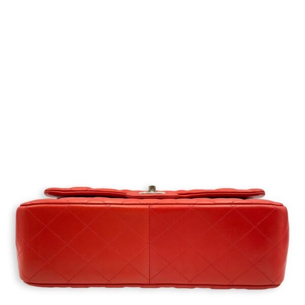 Classic (DF) Jumbo Red Shoulder Bag in Lambskin, Silver hardware - Image 5