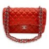 Classic (DF) Jumbo Red Shoulder Bag in Lambskin, Silver hardware - Image 12