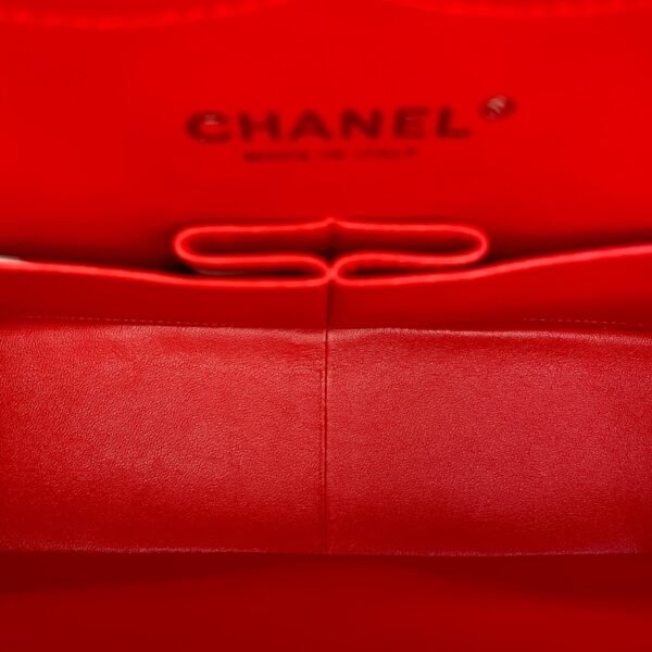 Classic (DF) Jumbo Red Shoulder Bag in Lambskin, Silver hardware - Image 6