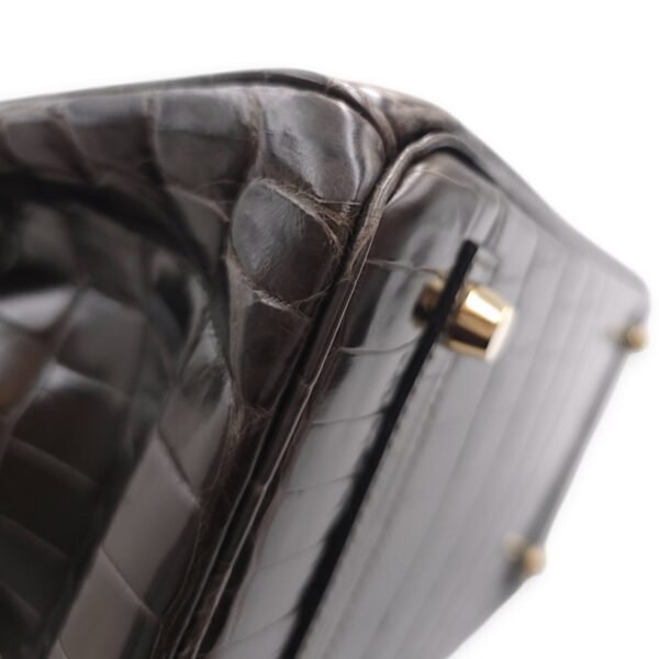 Birkin 30 Graphite in Shiny Niloticus, Gold hardware - Image 8